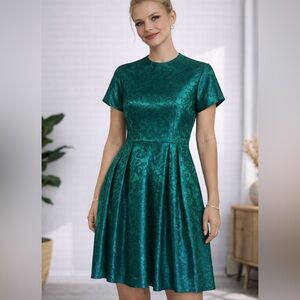1960’s vintage Teal and Blue Brocade Cocktail Dress